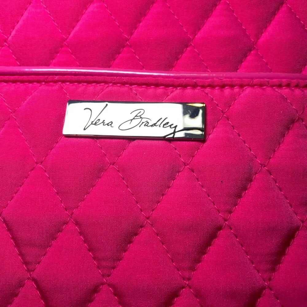 Vera Bradley Small Trimmed Vera Tote Bag Fuchsia Pink Quilted NWT
